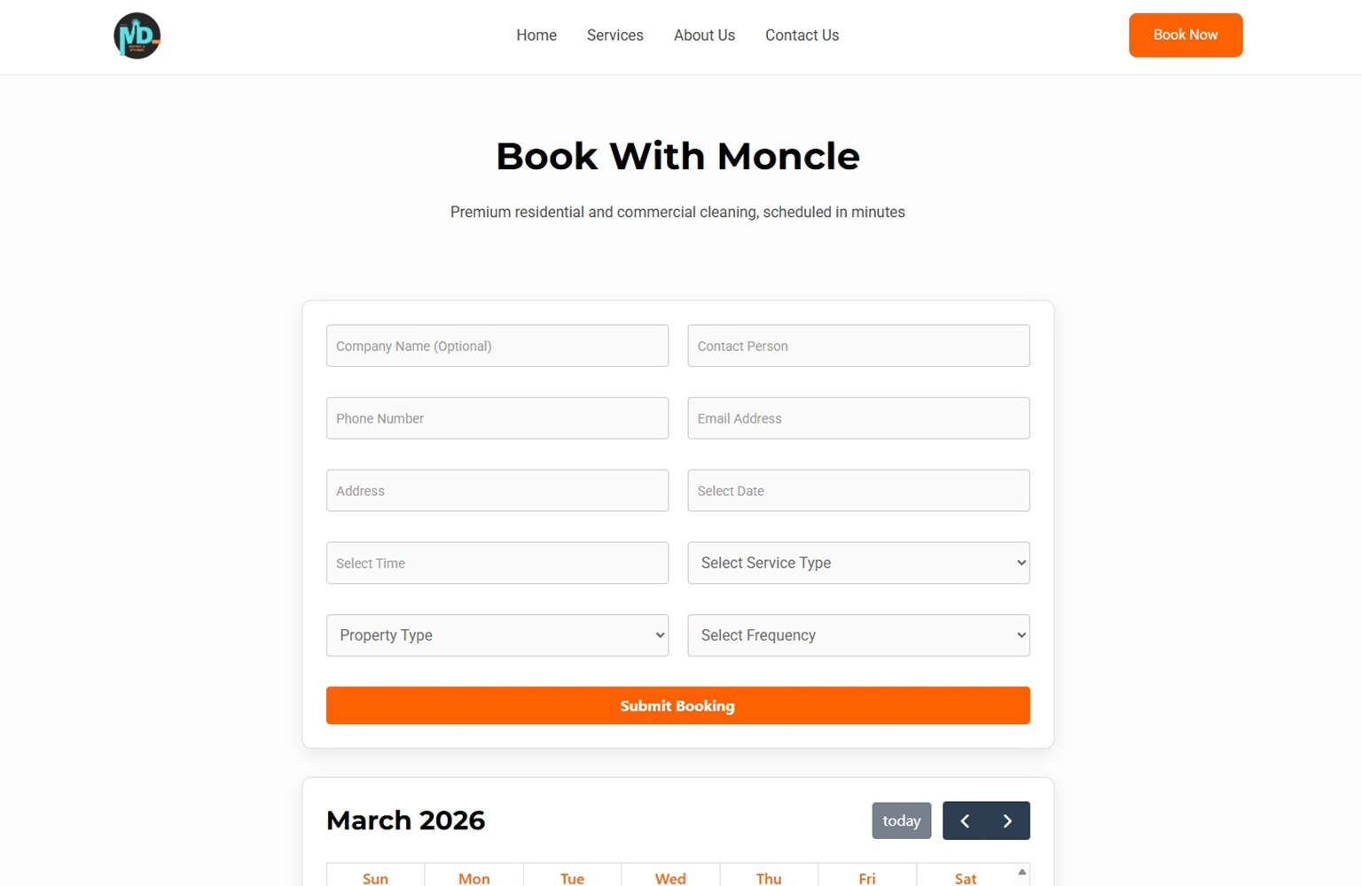 Home Moncle Cleaning Booking Plugin